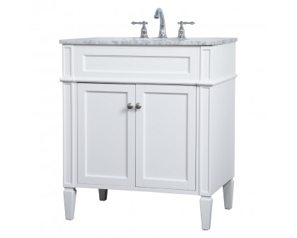 Elegant Single Bathroom Vanity Set - White, L 30" (VF12530WH)