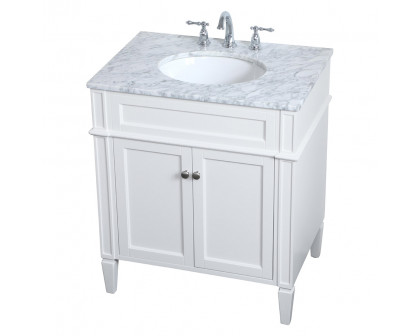 Elegant Single Bathroom Vanity Set - White, L 30" (VF12530WH)