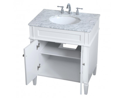 Elegant Single Bathroom Vanity Set - White, L 30" (VF12530WH)