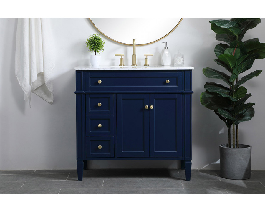 Elegant Single Bathroom Vanity Set - Blue, L 36" (VF12536BL)