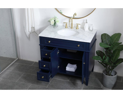 Elegant Single Bathroom Vanity Set - Blue, L 36" (VF12536BL)