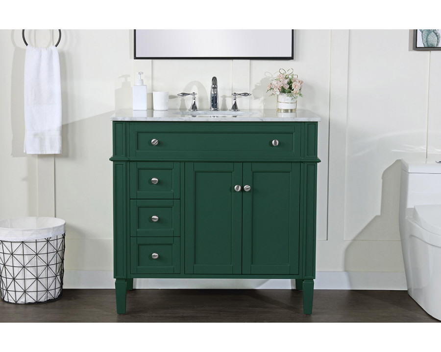 Elegant Single Bathroom Vanity Set - Green, L 36" (VF12536GN)