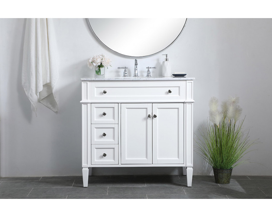 Elegant Single Bathroom Vanity Set - White, L 36" (VF12536WH)