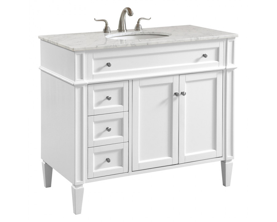 Elegant Single Bathroom Vanity Set - White, L 40" (VF12540WH)