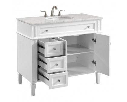 Elegant Single Bathroom Vanity Set - White, L 40" (VF12540WH)