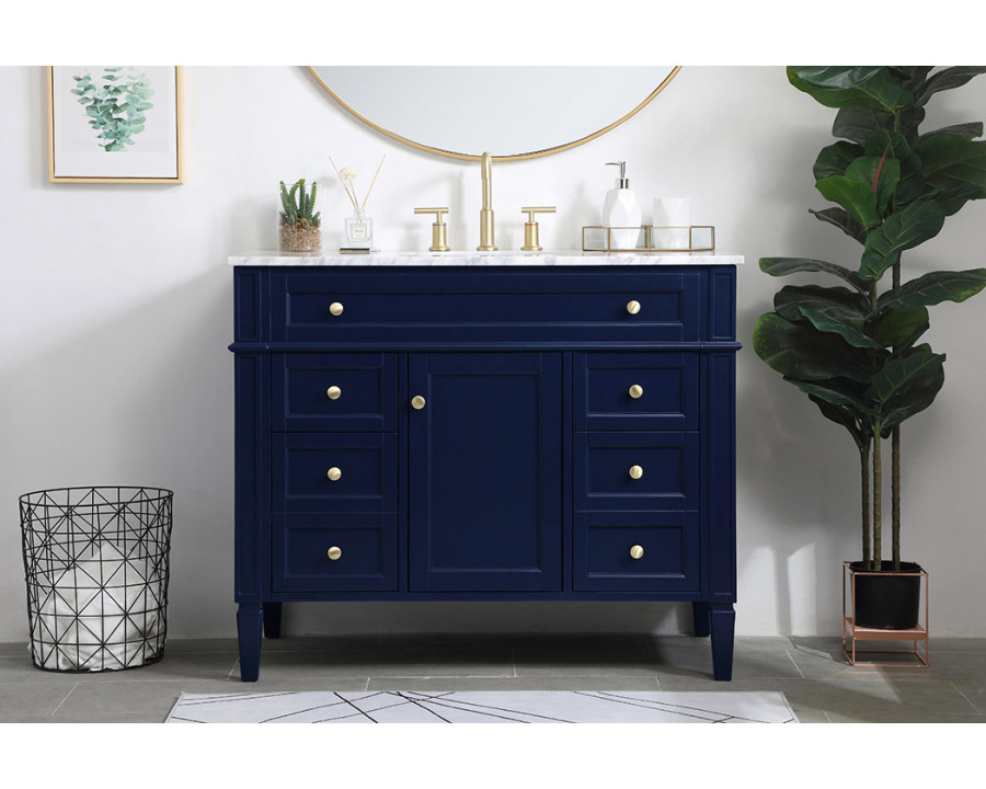 Elegant 42" Single Bathroom Vanity Set - Blue (VF12542BL)