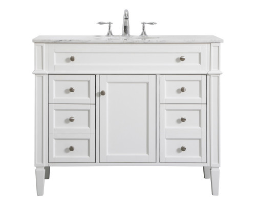 Elegant 42" Single Bathroom Vanity Set - White (VF12542WH)