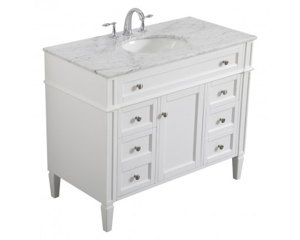 Elegant 42" Single Bathroom Vanity Set - White (VF12542WH)