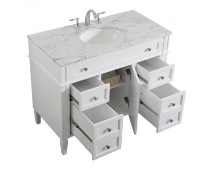 Elegant 42" Single Bathroom Vanity Set - White (VF12542WH)