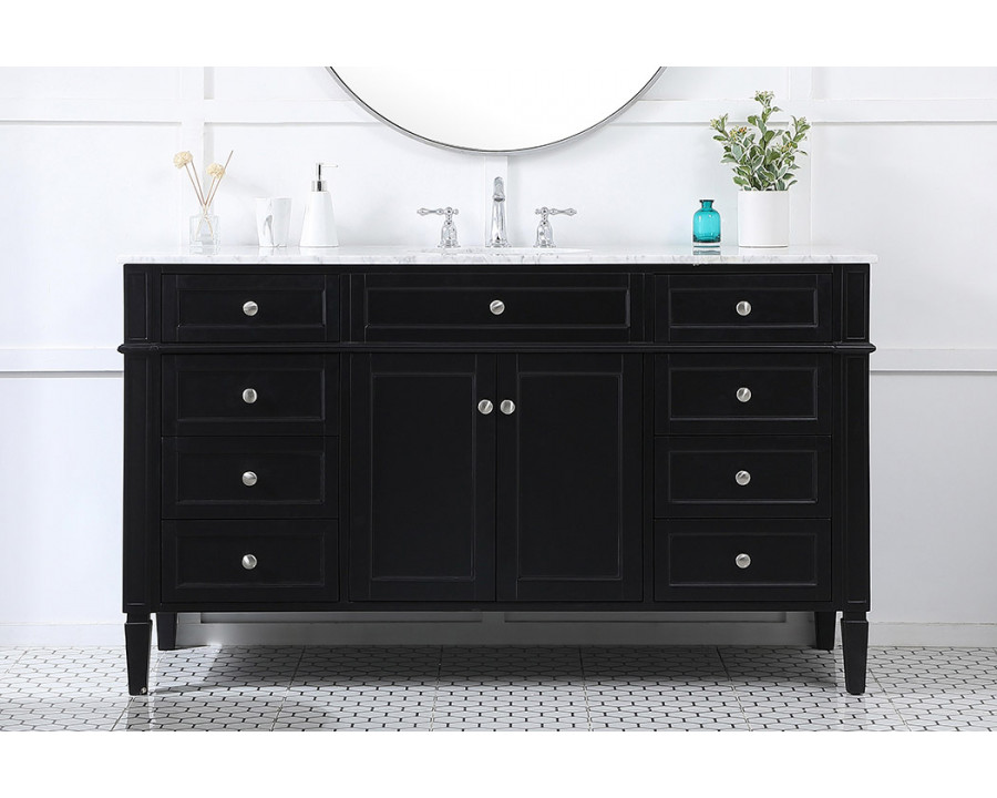 Elegant 60" Single Bathroom Vanity Set - Black (VF12560BK)