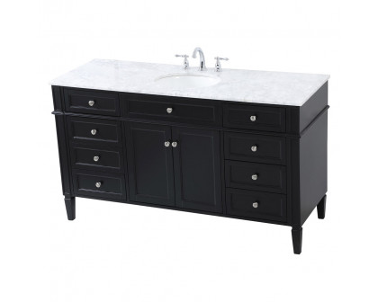 Elegant 60" Single Bathroom Vanity Set - Black (VF12560BK)