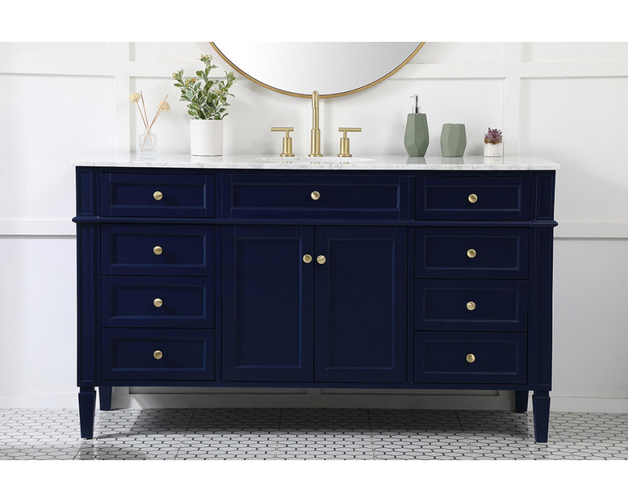 Elegant 60" Single Bathroom Vanity Set - Blue (VF12560BL)