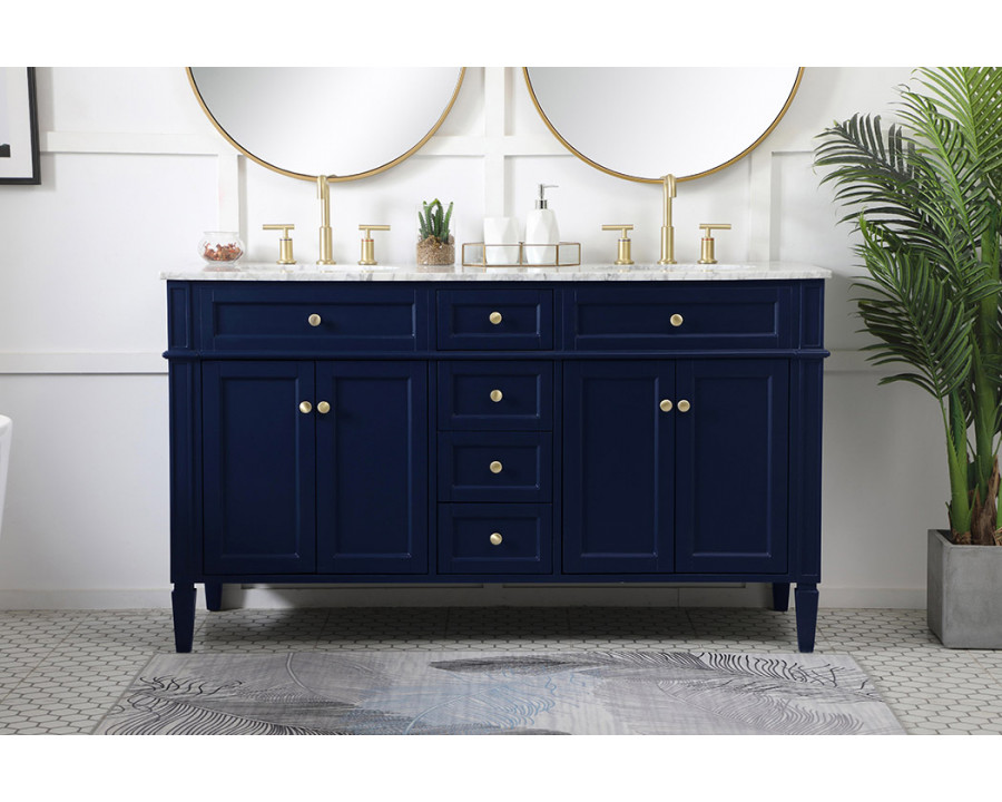 Elegant 60" Single Bathroom Vanity Set - Blue (VF12560DBL)