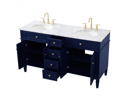 Elegant 60" Single Bathroom Vanity Set - Blue (VF12560DBL)