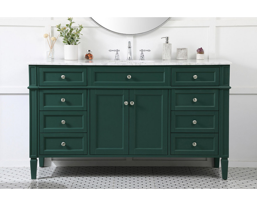 Elegant 60" Single Bathroom Vanity Set - Green (VF12560GN)