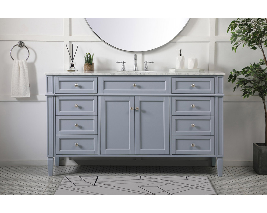 Elegant 60" Single Bathroom Vanity Set - Gray (VF12560GR)