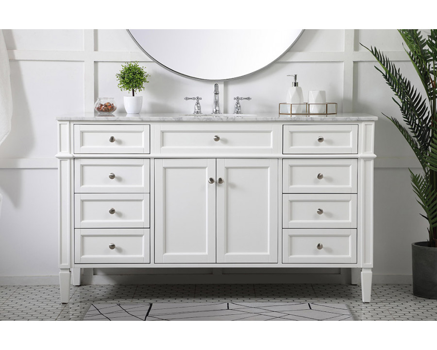 Elegant 60" Single Bathroom Vanity Set - White (VF12560WH)