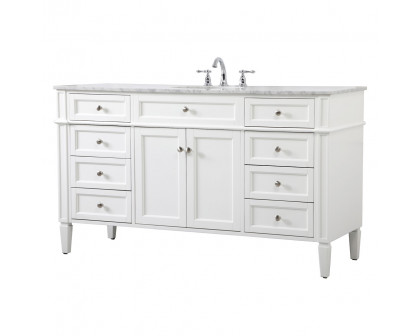 Elegant 60" Single Bathroom Vanity Set - White (VF12560WH)