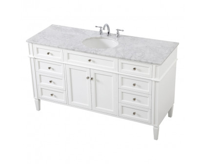 Elegant 60" Single Bathroom Vanity Set - White (VF12560WH)