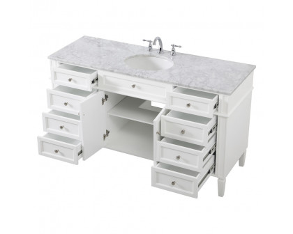 Elegant 60" Single Bathroom Vanity Set - White (VF12560WH)