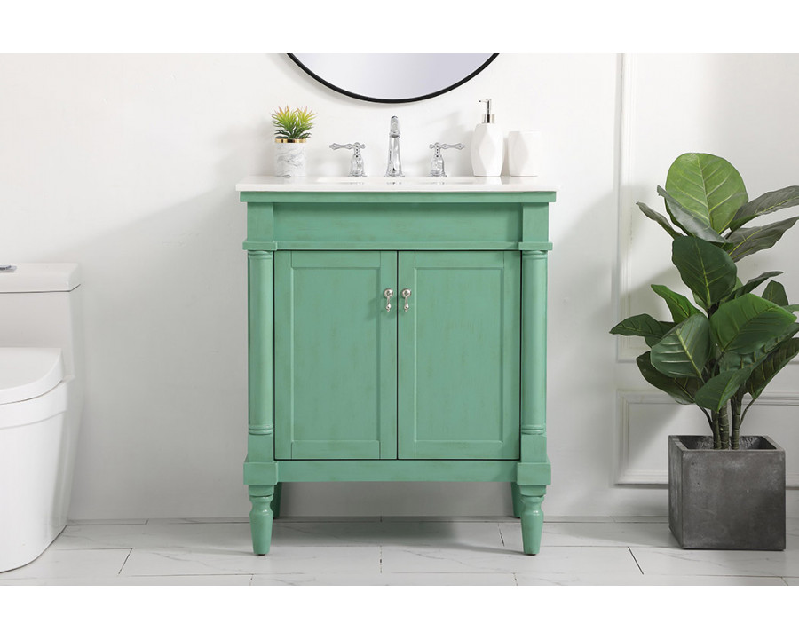 Elegant Bathroom Vanity - Vintage Mint, L 30" (VF13030VM)