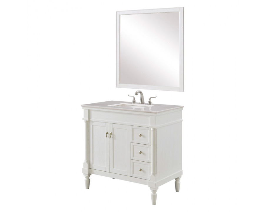 Elegant Bathroom Vanity - Antique White (VF13036AW)