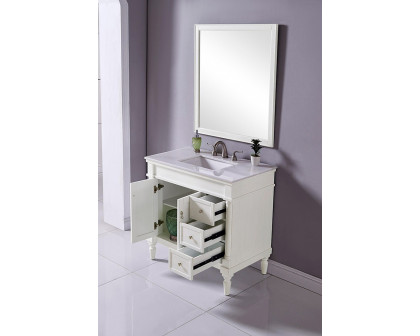 Elegant Bathroom Vanity - Antique White (VF13036AW)