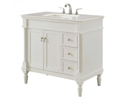 Elegant Bathroom Vanity - Antique White (VF13036AW)