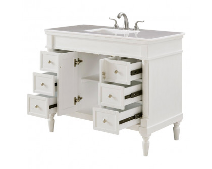 Elegant Bathroom Vanity - Antique White, L 42" (VF13042AW)