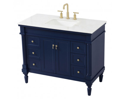 Elegant Bathroom Vanity - Blue, L 42" (VF13042BL)