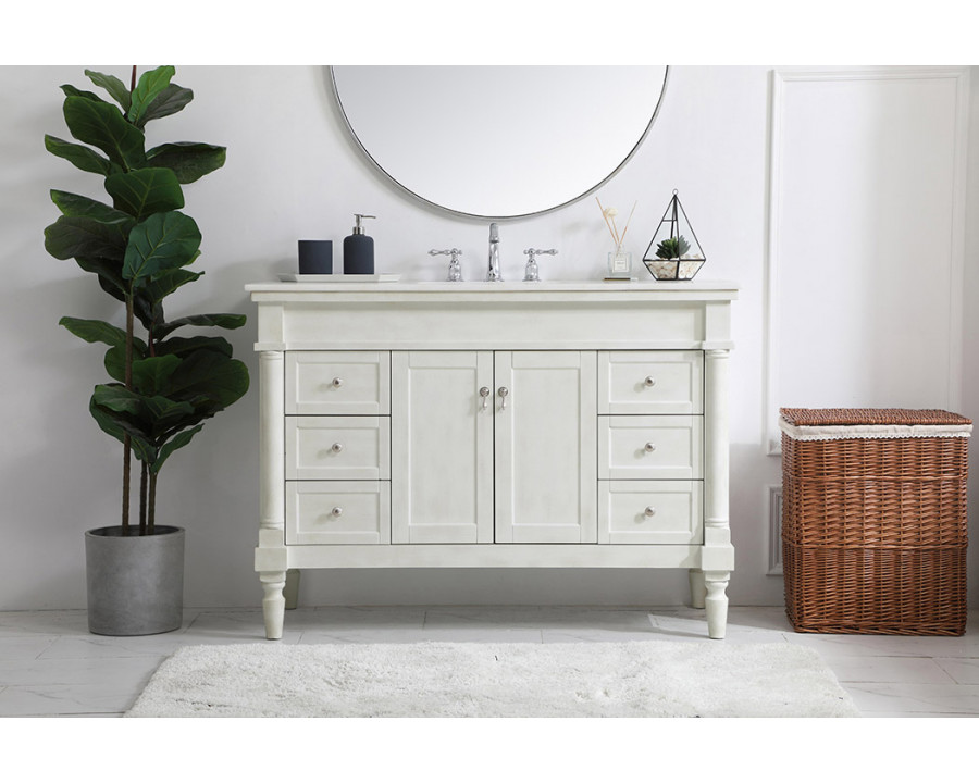 Elegant Bathroom Vanity - Antique White, L 48" (VF13048AW)