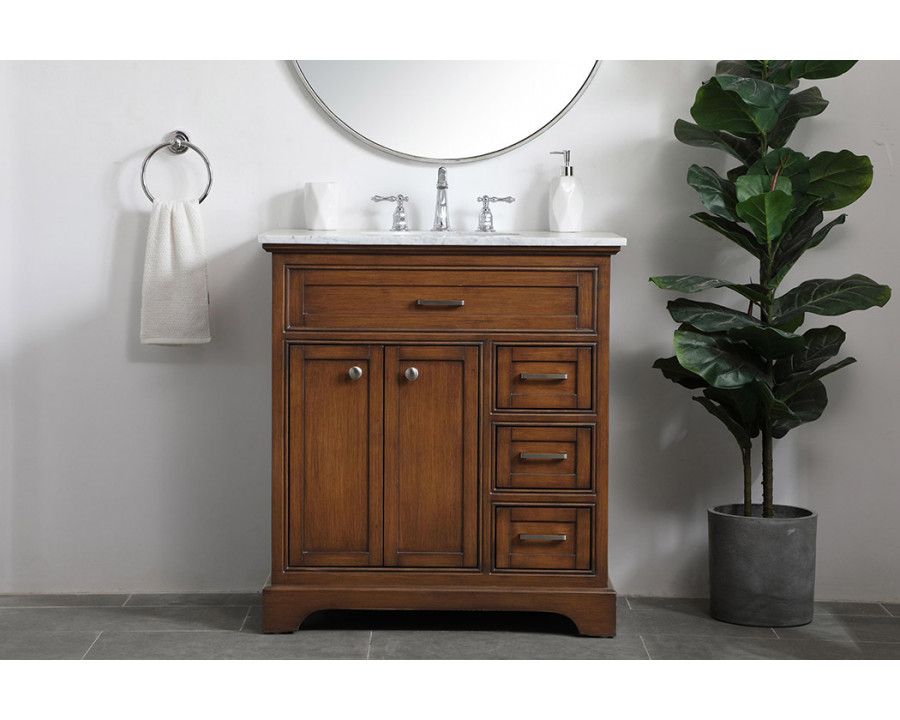 Elegant Bathroom Vanity - Teak, L 32" (VF15032TK)