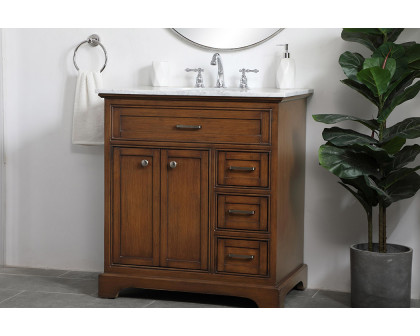 Elegant Bathroom Vanity - Teak, L 32" (VF15032TK)