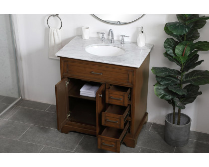 Elegant Bathroom Vanity - Teak, L 32" (VF15032TK)