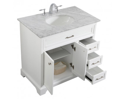 Elegant Bathroom Vanity - White, L 36" (VF15036WH)