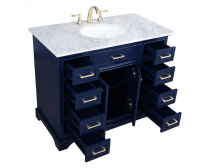 Elegant Bathroom Vanity - Blue, L 42" (VF15042BL)