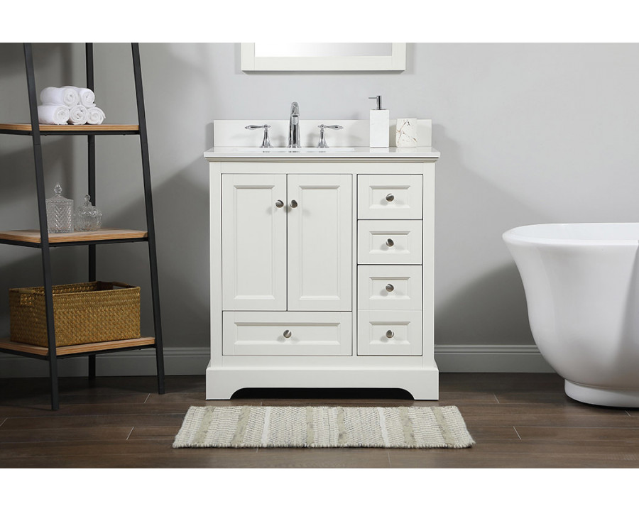 Elegant Bathroom Vanity - White (VF15532WH-BS)