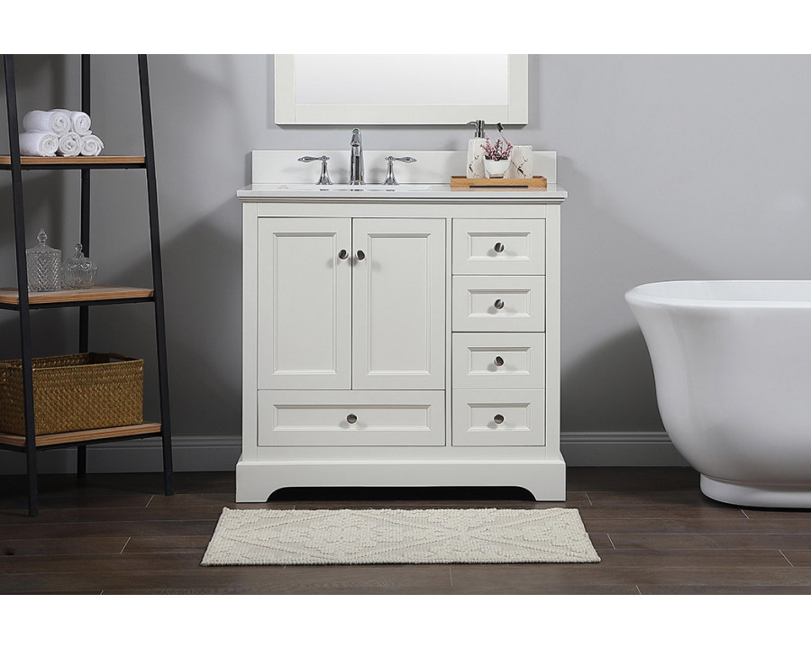 Elegant Bathroom Vanity - White (VF15536WH-BS)