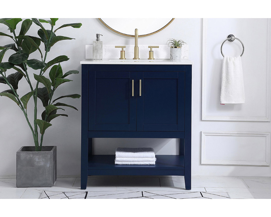 Elegant Bathroom Vanity - Blue (VF16030BL-BS)