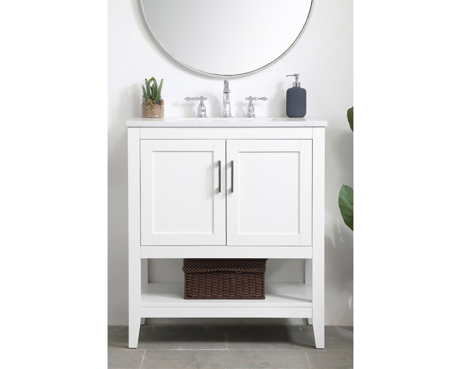 Elegant Bathroom Vanity - White (VF16030WH)