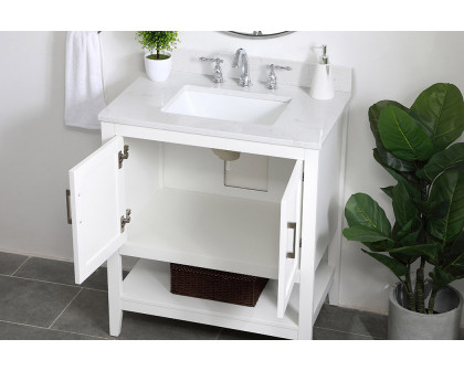 Elegant Bathroom Vanity - White (VF16030WH-BS)