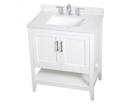 Elegant Bathroom Vanity - White (VF16030WH-BS)