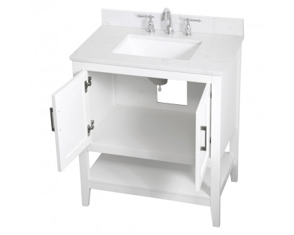 Elegant Bathroom Vanity - White (VF16030WH-BS)