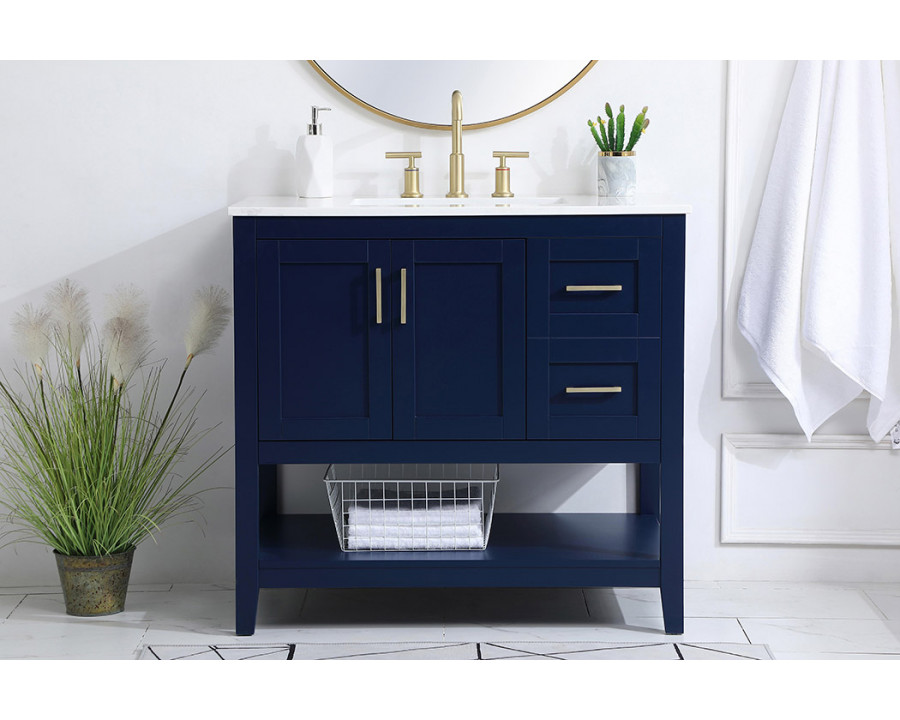 Elegant Bathroom Vanity - Blue (VF16036BL)