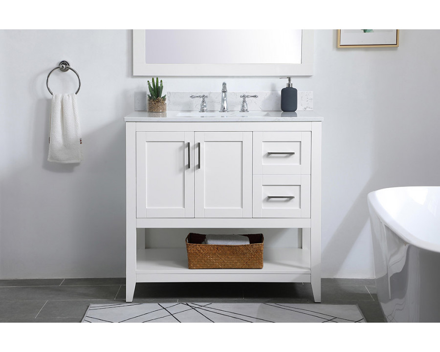 Elegant Bathroom Vanity - White (VF16036WH-BS)