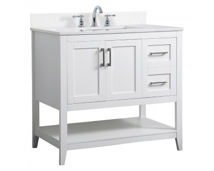 Elegant Bathroom Vanity - White (VF16036WH-BS)