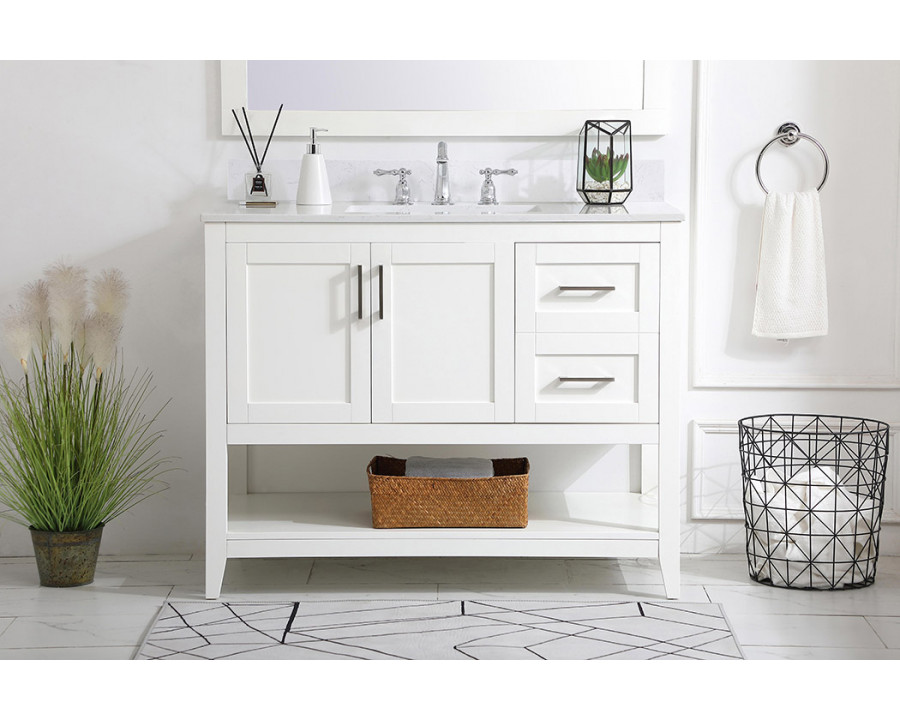 Elegant Bathroom Vanity - White (VF16042WH-BS)