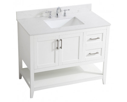 Elegant Bathroom Vanity - White (VF16042WH-BS)