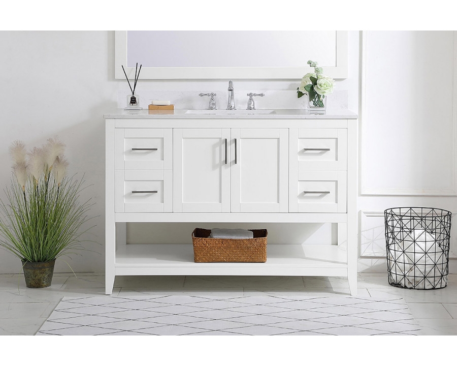 Elegant Bathroom Vanity - White (VF16048WH-BS)