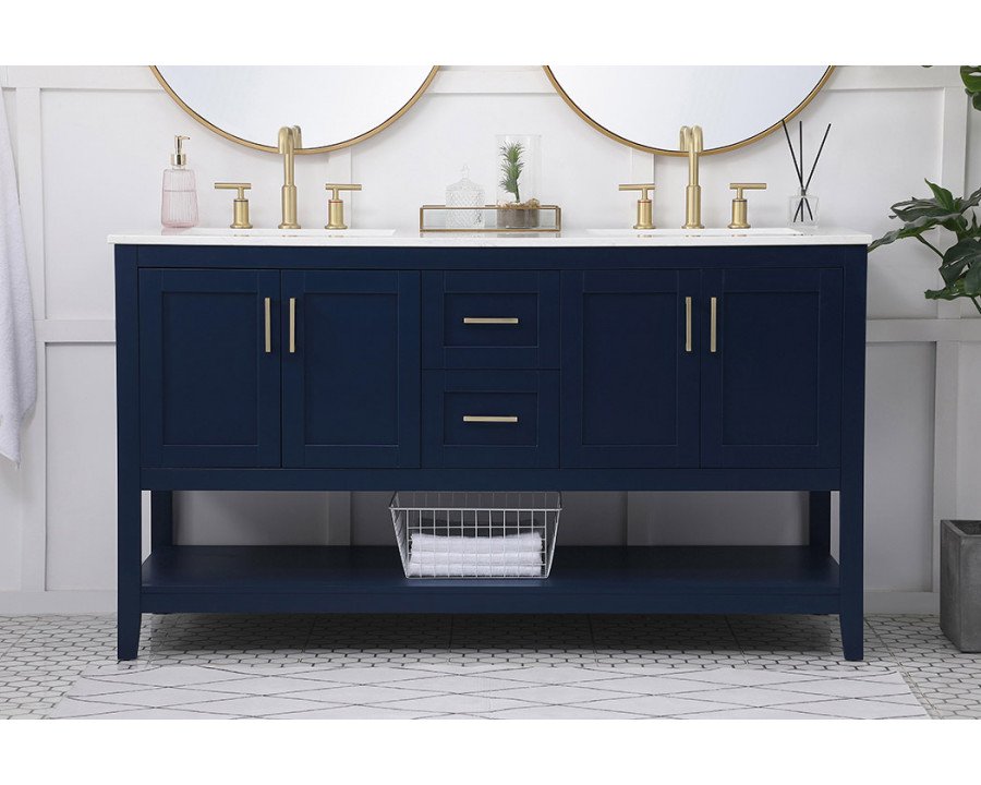 Elegant Bathroom Vanity - Blue (VF16060DBL)